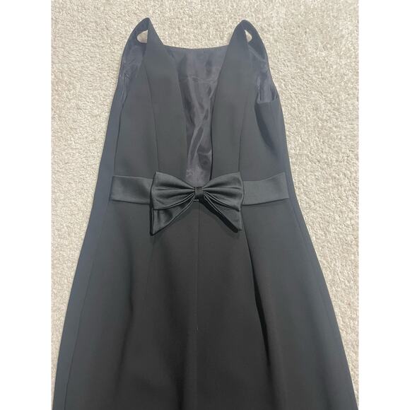 Vtg Laundry Shelli Segal Maxi Dress 4 Bow Open Back High Slit Satin Gown Black - Picture 1 of 13